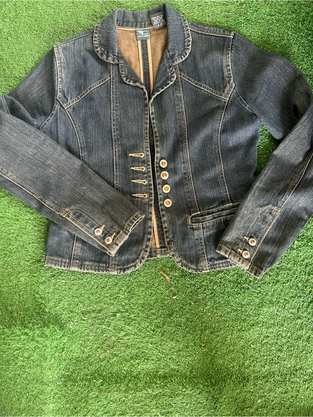 French Cuff Dark Blue Denim Tailored Jacket - Picture 7 of 10